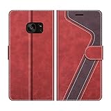 MOBESV Handyhülle für Samsung Galaxy S7 Edge Hülle Leder, Samsung Galaxy S7 Edge Klapphülle Handytasche Case für Samsung Galaxy S7 Edge Handy Hüllen, Modisch Rot