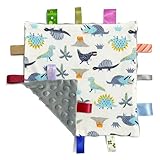 G-Tree Baby Jungen Grau Tag Sicherheitsdecke, weiche Decke Spielzeug mit Etiketten, Schmusetuch Taggy, Decke Tag