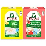 Frosch Waschpulver 2er Set – Citrus Vollwaschmittel + Granatapfel Colorwaschmittel – Je 22 WL – Nachhaltige Reinigung, vegan, kraftvoll & farbschonend +Purlife Sticker
