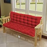 Premium überfülltes Sitzkissen für den Innenbereich, mit Rückenlehne, weiches 2- und 3-Sitzer-Bankkissen für Zweisitzer, dicke Sofas, Sitzmatte für Möbel, Rot, 120 x 100 x 8 cm