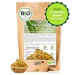 BIO Hanfprotein 500g aus Deutschland, Veganes Hanfsamen-Protein vom deutschen Biofeld + Digitales Rezeptbuch (PDF)