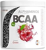BCAA Pulver 300g KIRSCHE - Alphaminos BCAA 2:1:1 Drink mit 8000 mg B.C.A.A. - unfassbar leckerer Geschmack, Essentielle Aminosäuren Leucin, Isoleucin & Valin - vegan - laborgeprüft mit Zertifikat