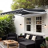 Alpstorm Gelenkarmmarkise Markise 360x300cm Terrassenmarkise mit Handkurbel Wasserdichter Sonnenmarkise inkl. Wandhalterung Sonnenschutz für Garten Terrasse Außen,Anthrazit