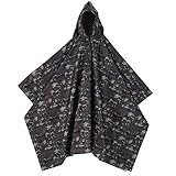 Wasserdichter Armee-Regenmantel-Poncho mit Kapuze, Poncho, Wasserdichter Regenmantel für Erwachsene, Notfall-Regenbekleidung für Camping, Wandern, Outdoor, Faltbar, 140 X 101 Cm