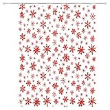 Duschvorhang W150xH200cm Rot, Duschrollo Beschwerter Saum, Shower Curtain Wasserdicht Waschbar Textil Duschvorhänge mit Haken, Shower Curtains for Bathroom Badezimmer Badewannenvorhang Decor 5-1055
