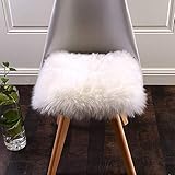 YDFYX Lammfell Schaffell Teppich Kunstfell Dekofell in Super weich Lammfellimitat Teppich Longhair Fell Optik Nachahmung Wolle Bettvorleger Sofa Matte (C-Weiß, 45 x 45cm)