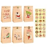 Generisch Adventskalender 2024 Frauen 24pcs Füllhorn Weihnachts Adventskalender Weihnachtsgeschenktüten Weihnachtstüten Kraftpapier Feiertagsaufklebern Adventskalender Blitzangebote des Tages