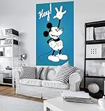 Komar Disney Vlies Fototapete MICKEY HEY | 120 x 200 cm | Tapete, Wand Dekoration, Retro, Comic, Micky, 90, Kinderzimmer, Kindertapete | VD-053
