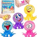 Wiederverwendbare 4 Stück Antistressball, Mini Duck Stressbälle, Knautschball für Kinder und Erwachsene - Stressball zum Kneten, Knetball für Hände Therapie (4 Stück Oktopus)