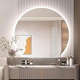 UkewEi Badspiegel mit Beleuchtung 80x72 cm LED Spiegel Bad mit Touch-Schalter Beschlagfrei Wandspiegel Dimmbar Beleuchtet Intelligent Rahmenloser Badezimmerspiegel Kosmetikspiegel (Color : Cut down,