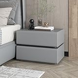 Grauer Nachttisch mit Schubladen, moderner Nachttisch für Schlafzimmer und Wohnzimmer, stilvoller Aufbewahrungs-Beistelltisch, 40 x 40 cm, perfekt für Schlafzimmer und Dekoration