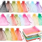 Cheerhom 40 Stück Organzasäckchen 10x12 cm Schmuckbeutel, Bunt Organzabeutel mit Tunnelzug, Geschenkbeutel Organza, Hochzeit Säckchen, Lavendelsäckchen Säckchen, Hochzeitsbevorzugung