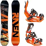 Raven Snowboard Set: Snowboard Barracuda Carbon Orange + Bindung Fastec FT360 (155cm + Bindung FT360 Orange L)