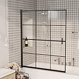 Xichuzi Duschkabine ESG, Duschabtrennung, Schiebetür Dusche, Duschwanddichtung, Duschkabinen Ersatzteile, Dusche Eckeinstieg, 116x140 cm Schwarz