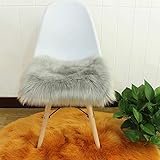Faux Lammfell Sitzkissen, Schaffell Sitzauflage Longhair Fell Optik Nachahmung Wolle Sofa Matte (Grau,40 * 40cm)