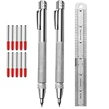 Sariputa 13 Stück Anreissnadel Set, 2 Anreissnadel aus Wolframstahl mit 10 Ersatzspitzen und 15cm Stahllineal, zum Anreißen und Gravieren von Metall Glas Keramikfliesen