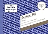 AVERY Zweckform 302 Quittungsblock (A6 quer, 50 Blatt, fälschungssicher, separat ausgewiesene MwSt., für Deutschland und Österreich) weiß
