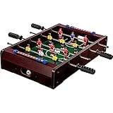 GAMES PLANET Mini-Tisch-Kicker Tischfussball „Dundee“, Dunkles Holzdekor, Maße: 51x31x8 cm, Gewicht: 2,6 kg, 4 Spielstangen, inkl. 2 Bälle