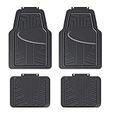 Amazon Basics 4 Stück Ganzjahres-Bodenmatten aus Gummi für Pkw, SUV und Lkw, Schwarz
