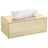 TOLIDA Taschentuchbox Rechteckige Kosmetiktücherbox Kunstleder Papiertaschentuchbox mit Goldener Blitz Taschentuchhalter 25x14x11cm Tissue Box für Esszimmer Wohnzimmer Schlafzimmer Auto Büro Hotel