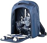Xcase Picknickrucksack: Thermo-Picknick-Rucksack mit Kühlfach, bestückt für 2 Personen (Picknick Set, Picknickrucksack 2 Personen, Flaschenkühler)