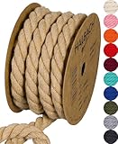 Halbach Seidenbänder recycelte Baumwollkordel, Breite: 10 mm/Länge 4 m, nachhaltiges Baumwollgarn für Makramee, Naturkordel zum Basteln, Farbe: Natur