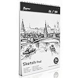 Skizzenbuch A4 Sketchbook Zeichenbuch Skizzenblock Sketch Book Zeichenblock Gebunden Zeichenpapier 160 g/m² Dickes Papier Drawing Books zum Künstler Skizzieren Illustration Porträt 24 Blatt/48 Seiten