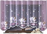 HomeDekorator® Vorhang Gardine mit Kräuselband Kinderzimmer Kindergardine Junge Mädchen Weiß 300 cm Extra Breit Dschungel Motiv Scheibengardine Kurzgardine Transparent Kurz Durchsichtig Universalband…