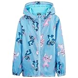 Disney Lilo und Stitch Regenjacke Kinder für Mädchen von 4-14 Jahren mit Fleece Gefüttert Kinder Regenjacke Frühling (Blau, 9-10 Jahre)