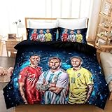 Rcxnm Fußballstar Bettwäsche Set, 135x200 cm Bettbezug und 80x80 cm Kissenbezug, für Jungen Kinder