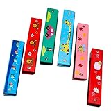 VICASKY 6 Stücke Mundharmonika Pädagogisches Für Musikalische Trompete Mundharmonika Harmonische Für Babys Musikalisches Cartoon Instrument Holz