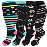 Utensilsto 4 Paar Trombosestruempfe Damen und Herren Flug, 3XL 20–30 mmHg Kompressionsstrümpfe Flug, Stützkniestrümpfe Damen für Krankenschwestern Flugreise