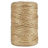 100M Juteschnur, 3mm Juteband Natur Braun Paketschnur für Garten Kordel, DIY Kunstgewerbe Geschenkverpackungen Deko(3-Lagig)