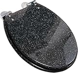 WC-Sitz mit Absenkautomatik Schnellverschluss für einfache Reinigung, ovales Design mit 360 Grad verstellbarem Edelstahlscharnier, einfache Befestigung oben und unten