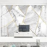 XLMING Weißer Marmor Geometrische Goldlinie 3D Dekorative Tapete Speisesaal Arbeitszimmer Wohnzimmer Schlafzimmer Sofa TV Wand-200cm×140cm