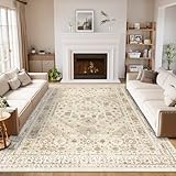 Capslpad Beige Vintage Teppich Wohnzimmer 200x300cm Retro rutschfest Kurzflor Kunstwolle Teppich Waschbar Weich Schlafzimmer Teppiche für Wohnzimmer Schlafzimmer Büro Bereich Esszimmer