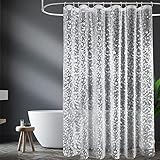 EurCross Antischimmel Duschvorhang 180x200 mit 3 Stärkere Magnete Unten,Transparent mit 3D Kieselsteinen Muster, Wasserdicht Eva Plastik Dusch Vorhang für Badewanne mit 12 Ringe