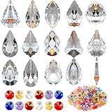 Sonnenfänger Kristall, 15PCS Fenster hängender Kristall Suncatcher Perlen Kette Fensterdekorationen, Kristalle Dekoration für den Garten