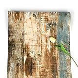FENTIS Holztapete Braun Selbstklebend Streifen Abziehen und Aufkleben Gek|rntes Kontaktpapier Rustikal Entfernbare Tapete 44.5x500cm