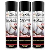 3x VE-INDUSTRIES Sprühkleber 500ml Kontaktkleber verstellbarer Sprühkopf extra stark Industriekleber