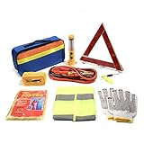 TourKing 9-teiliges Pannenhilfe-Notfall-Kit, Auto-Notfall-Tool Auto-Sicherheits-Kit für Reisen in Europa mit Abschleppseil, Überbrückungskabel, ideales Zubehör für LKW, SUV