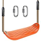 BeneLabel Schaukel Kinder, Indoor Outdoor Babyschaukel Hartgummi Schaukelsitz Spielplatz Gartenschaukel Schaukelbrett mit Verstellbar 130-200cm Seil für Teens/Erwachsene, Orange Wasserrippel/113kg