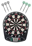 L.A. Sports Elektronische Dartscheibe Classic Profi-Set | 1-8 Spieler, 21 Spiele | LCD Scoreboard, Cybermatch-Modus | 6 Softdarts | Strom-/Batteriebetrieb | Schwarz