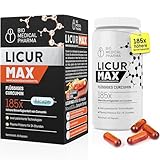 Kurkuma Kapseln hochdosiert – 185x höhere Bioverfügbarkeit – Hochdosiertes Mizellen Curcumin – 1 Vegan Kapsel täglich – entspricht 6.600 mg Kurkuma Pulver – Licur Max 60 (2 Monatspackung)