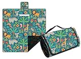 Hayisugal Picknickdecke Sandfrei Stranddecke Wasserdicht Campingdecke Waschbar Strandunterlage Tragbare Picknickdecke Soft für Strand,Picknick,Wandern,Reisen, Regenwald Tiere, 200 x 200 cm