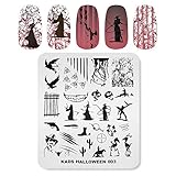 KADS Nail Stempel Platten Halloween Stempel Schablone Nail Art Design Halloween Horror Atmosphäre Skelett Blut Tropfen Hexe Kürbis Laterne (HA017)