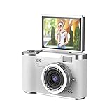 Digitalkamera 1080P Fotokamera 48MP Kamera Fotoapparat Tragbare Kompaktkamera mit 180° Flip 2.4' Bildschirm, 8X Digitalzoom Kompaktkamera, 32GB TF-Karte für Kinder Teenager Student Anfänger (Weiß)