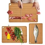 Kustimantu Schneidebrett, Set mit 3 doppelseitigen Schneidematten | Schneidematte mit tiefem Saftk | für Gemüse, Fleisch, Brot, Obst, Haus, Restaurant