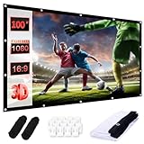 Bocguy Leinwand Beamer 100 Zoll, 16:9 HD Beamer Leinwand Outdoor, Tragbarer Faltbarer Projektionswand mit Haken und Seil für Zuhause, Schule, Treffen, Camping, Heimkino