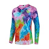 Radtrikot Frauen Fahrrad Langarm Downhill T-Shirt Schnelltrocknend Motorrad Offroad Tops, 5, Large